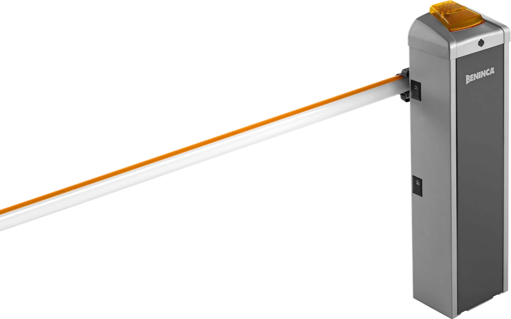 Beninca EVA5 road barrier with the boom lowered