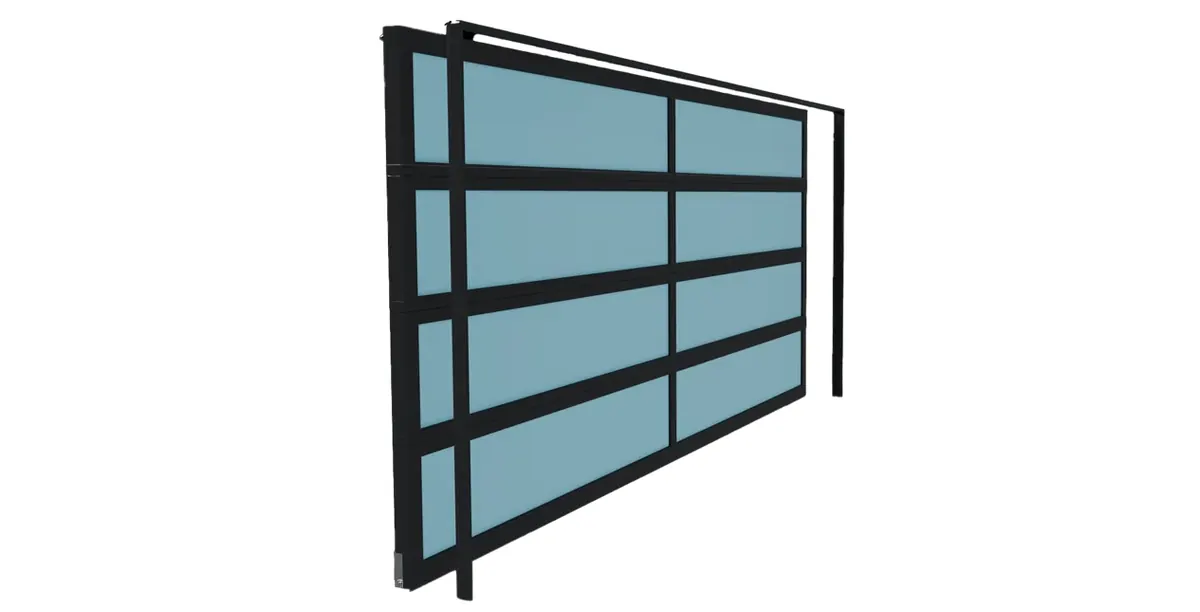 Dibujo de una sección de aluminio y vidrio de una puerta AA Impact