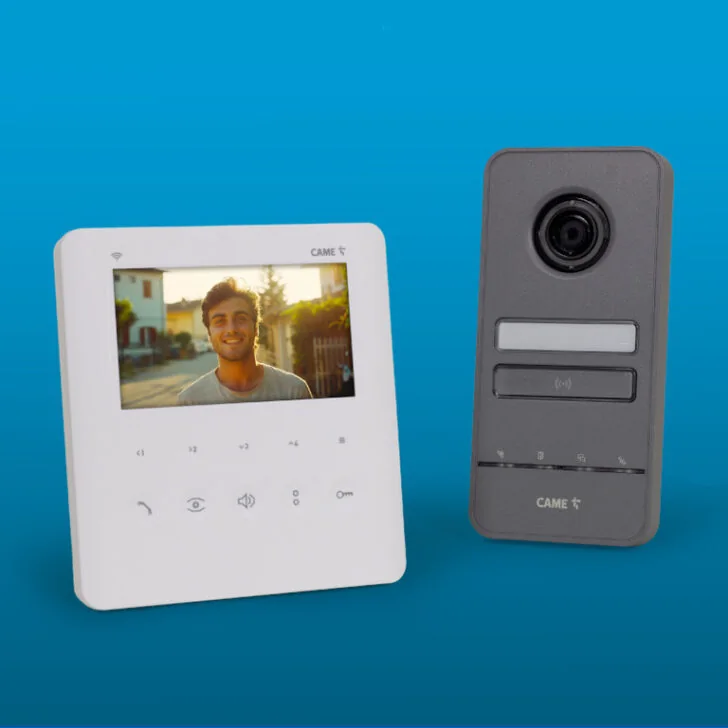 A video intercom kit with an internal monitor and an outdoor panel