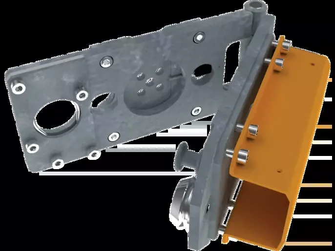 The gearbox and motor inside a gate operator