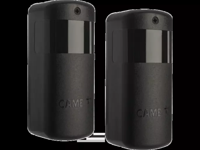 A pair of gate safety photo eyes, which stop the gate if anything crosses the opening