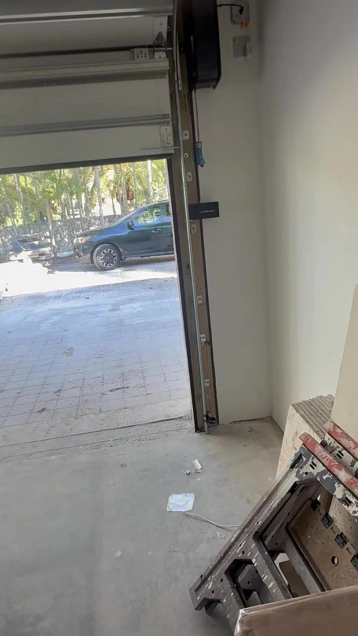 A commercial door opening prepared before the new door goes in