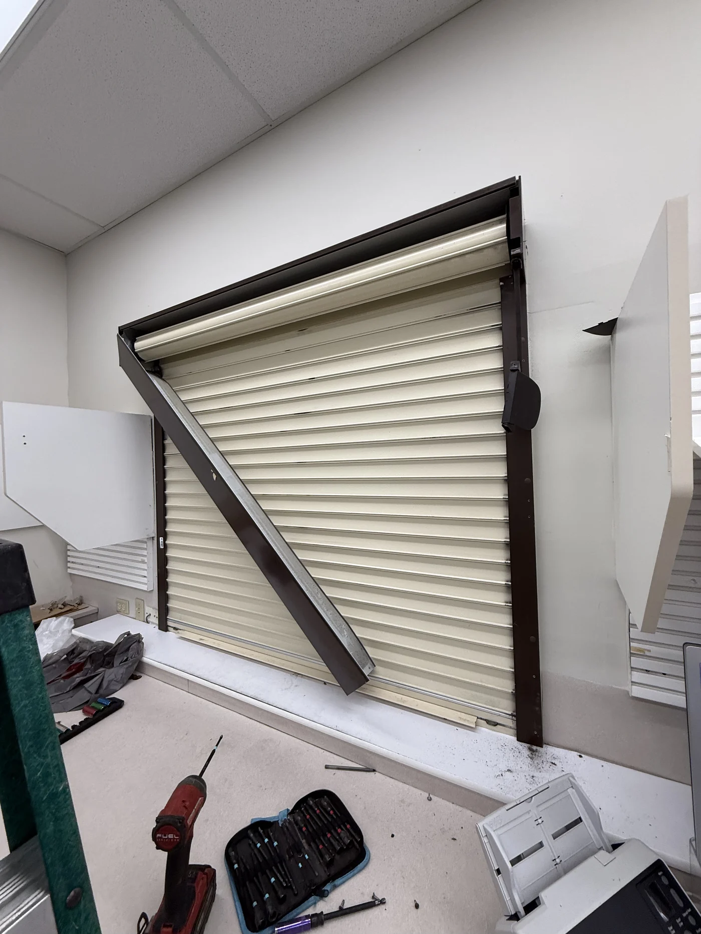 The same opening before the almond rolling door was refitted
