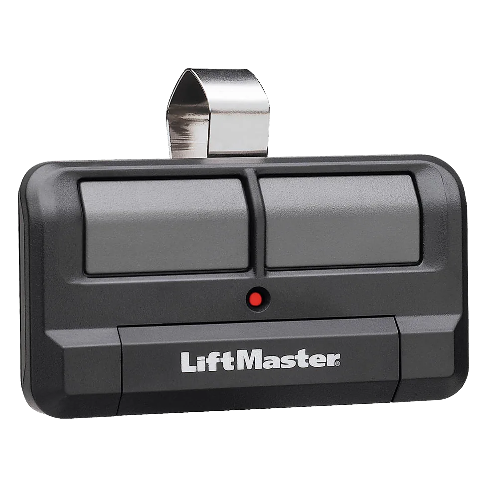 LiftMaster 892LT two button garage door remote with its visor clip