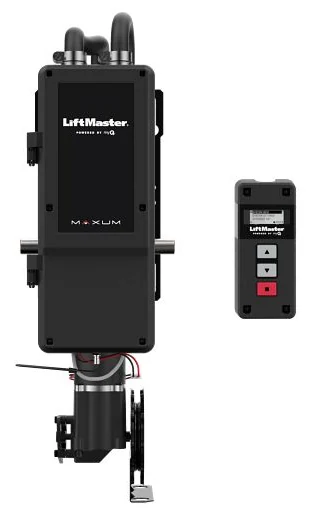 LiftMaster Maxum jackshaft operator with its chain hoist and control station