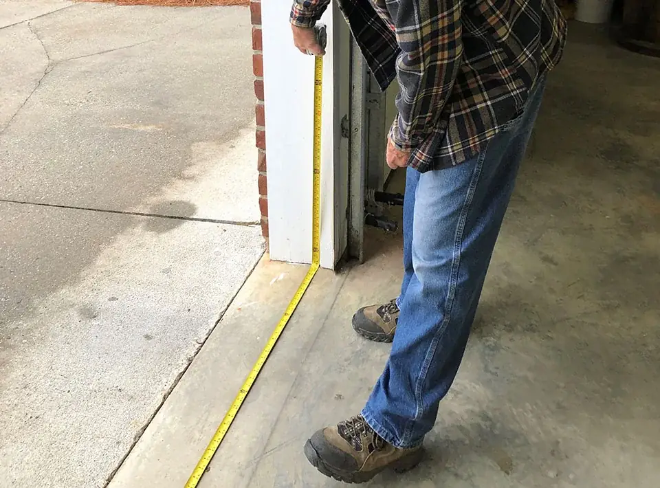 Measuring a garage door opening before ordering a replacement