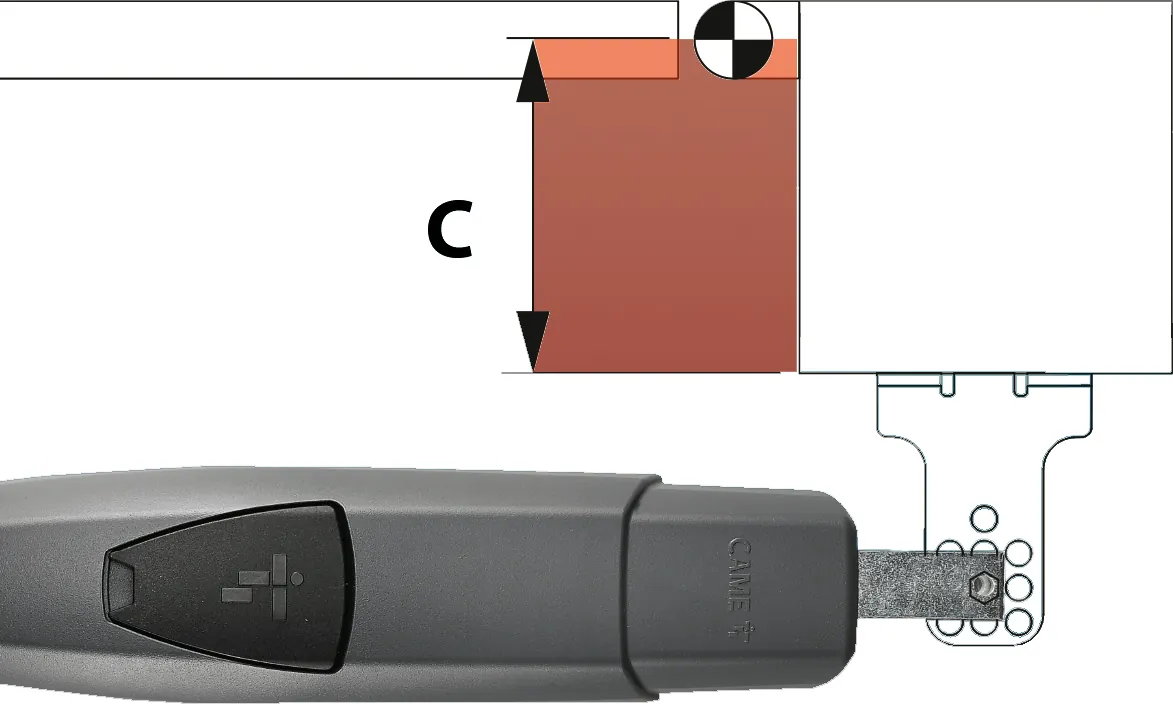 CAME ATS mounting geometry on the gate pillar