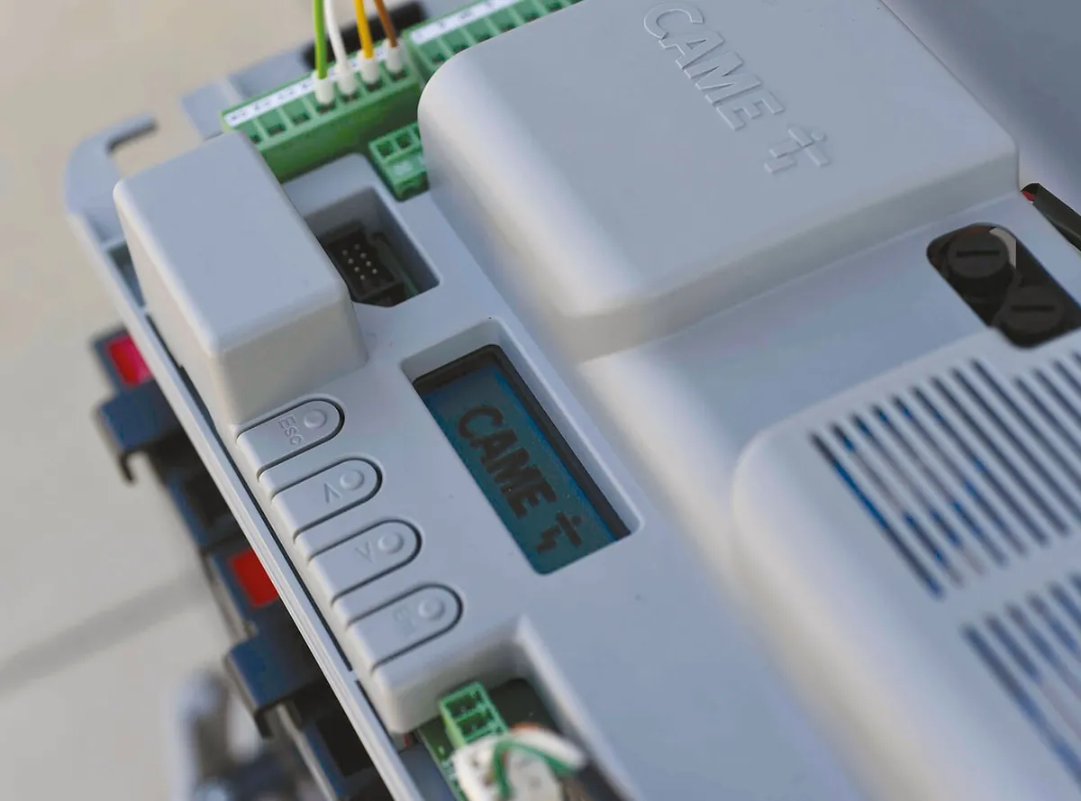 CAME BKV with the cover open, showing the control board