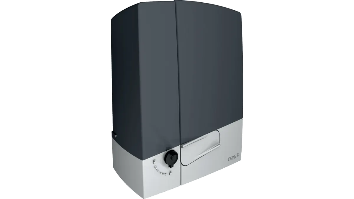 CAME BXV sliding gate operator, dark grey cover over a light grey base with key release