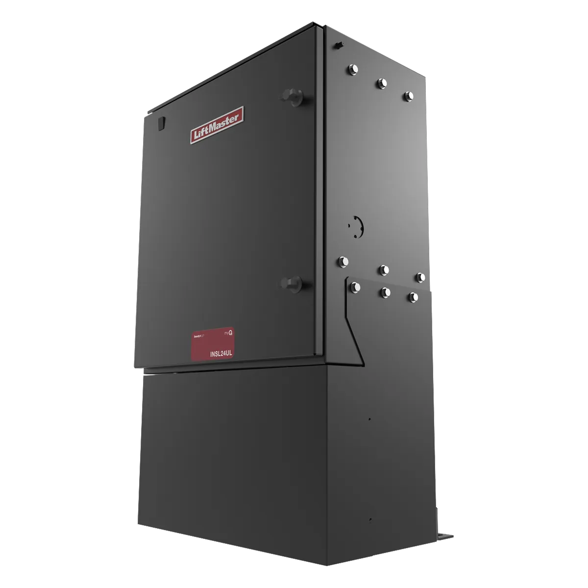 LiftMaster INSL24UL industrial slide gate operator cabinet, three quarter view