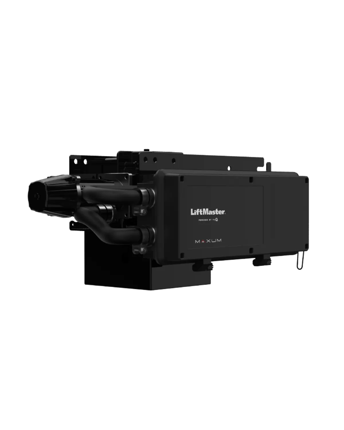 LiftMaster Maxum TDC trolley operator, angled view of the black power head