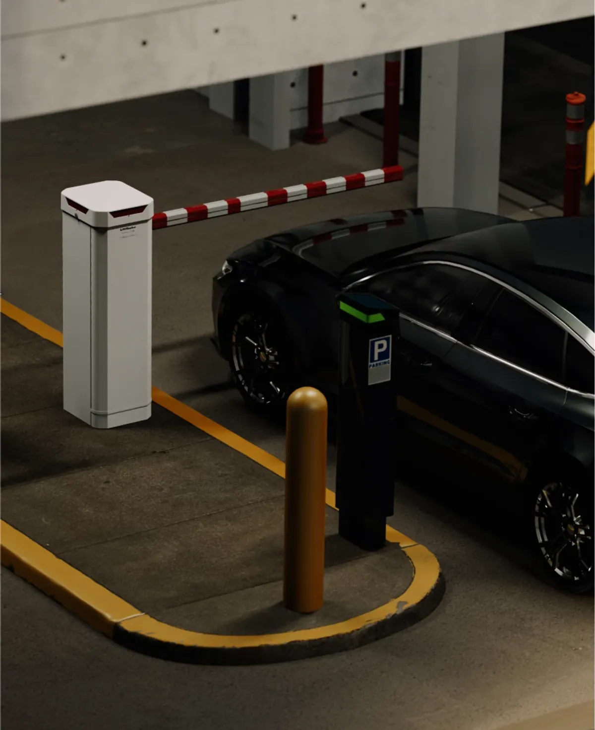 LiftMaster Techna PBG24DC barrier at a parking garage entrance