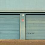 Blue commercial overhead garage doors